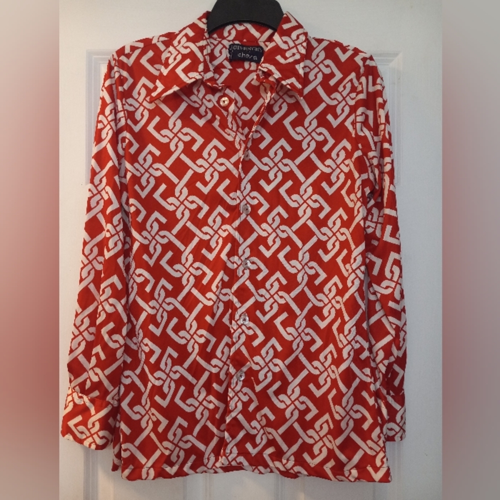 Givenchy Chesa Chain patten vintage Y2k  blouse Sz 16